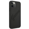 Etui Guess Saffiano Vintage Script na iPhone 12 Pro Max 6,7" - czarne Guess