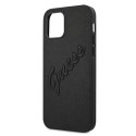 Etui Guess Saffiano Vintage Script na iPhone 12 Pro Max 6,7" - czarne Guess