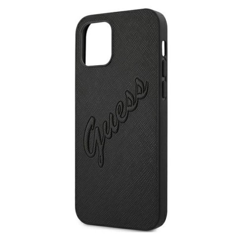 Etui Guess Saffiano Vintage Script na iPhone 12 Pro Max 6,7" - czarne Guess