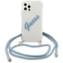 Etui Guess Script Vintage na iPhone 12 Pro Max - niebieskie Guess