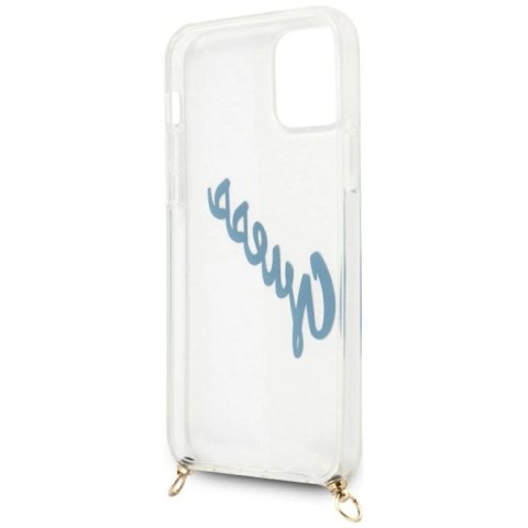 Etui Guess Script Vintage na iPhone 12 Pro Max - niebieskie Guess