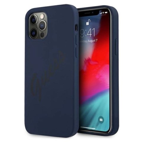 Etui Guess Script Vintage na iPhone 12 Pro Max - niebieskie Guess