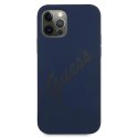 Etui Guess Script Vintage na iPhone 12 Pro Max - niebieskie Guess