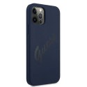 Etui Guess Script Vintage na iPhone 12 Pro Max - niebieskie Guess
