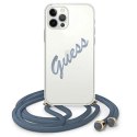 Etui Guess Script Vintage na iPhone 12 / iPhone 12 Pro - niebieskie Guess