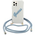 Etui Guess Script Vintage na iPhone 12 / iPhone 12 Pro - niebieskie Guess
