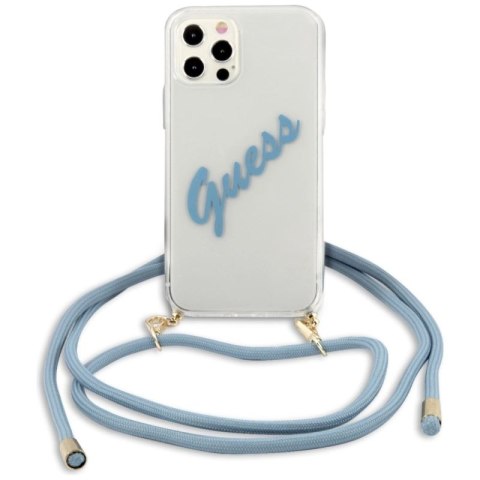 Etui Guess Script Vintage na iPhone 12 / iPhone 12 Pro - niebieskie Guess