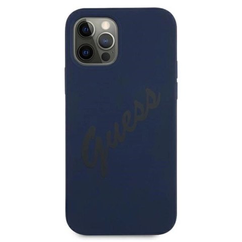 Etui Guess Script Vintage na iPhone 12 / iPhone 12 Pro - niebieskie Guess