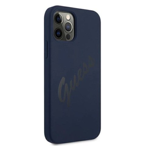 Etui Guess Script Vintage na iPhone 12 / iPhone 12 Pro - niebieskie Guess