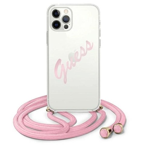 Etui Guess Script Vintage na iPhone 12 / iPhone 12 Pro - różowe Guess