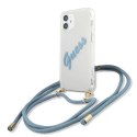 Etui Guess Script Vintage na iPhone 12 mini - niebieskie Guess