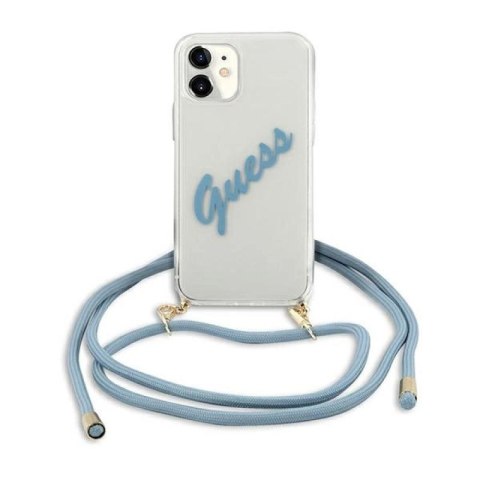 Etui Guess Script Vintage na iPhone 12 mini - niebieskie Guess