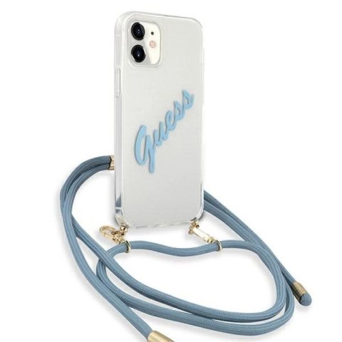 Etui Guess Script Vintage na iPhone 12 mini - niebieskie Guess