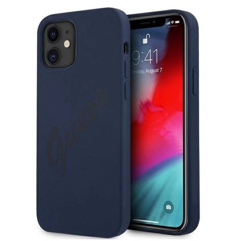 Etui Guess Script Vintage na iPhone 12 mini - niebieskie Guess