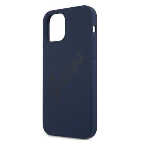 Etui Guess Script Vintage na iPhone 12 mini - niebieskie Guess