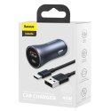 Ładowarka Baseus Golden Contactor Pro do samochodu USB-C / USB-A 40W PD QC 4+ SCP FCP AFC + kabel - szara Baseus