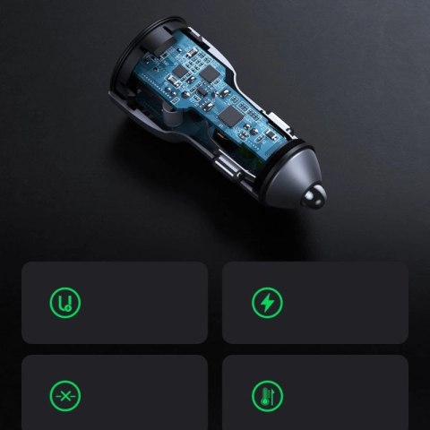 Ugreen szybka ładowarka samochodowa 2x USB 36W Quick Charge SCP FCP AFC szary (CD213 10144) UGREEN