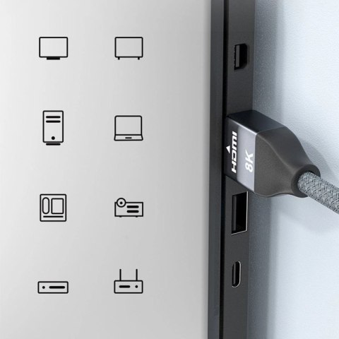 Wozinsky kabel HDMI 2.1 8K 60 Hz 48 Gbps / 4K 120 Hz / 2K 144 Hz 1 m srebrny (WHDMI-10) Wozinsky
