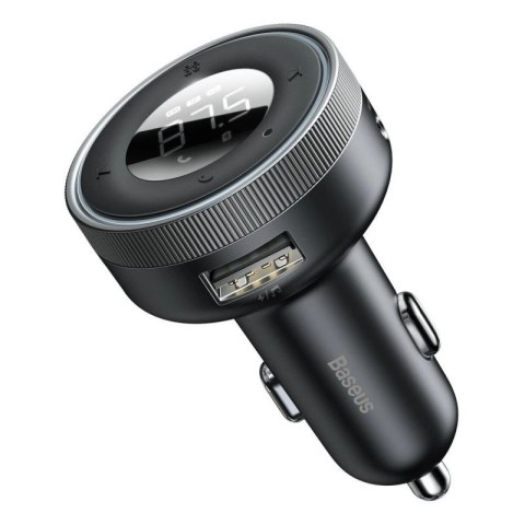Baseus Enjoy transmiter FM ładowarka samochodowa LED 2x USB / 3,5mm jack bezprzewodowy odtwarzacz MP3 Bluetooth 5.0 3.4A czarny  Baseus