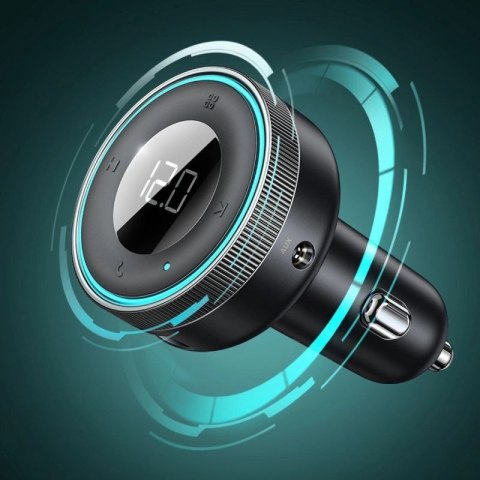 Baseus Enjoy transmiter FM ładowarka samochodowa LED 2x USB / 3,5mm jack bezprzewodowy odtwarzacz MP3 Bluetooth 5.0 3.4A czarny  Baseus