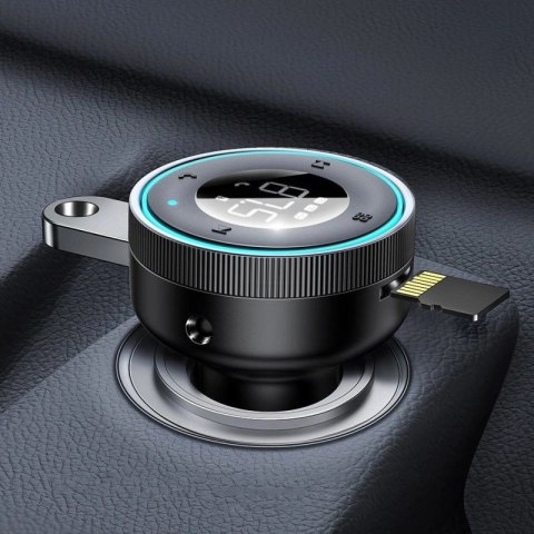Baseus Enjoy transmiter FM ładowarka samochodowa LED 2x USB / 3,5mm jack bezprzewodowy odtwarzacz MP3 Bluetooth 5.0 3.4A czarny  Baseus
