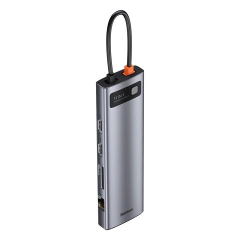 Baseus Metal Gleam 11w1 wielofunkcyjny HUB USB Typ C - 3x USB 3.2 Gen 1 5Gbps / USB Typ C PD 100W / 3,5 mm mini jack AUX / VGA F Baseus