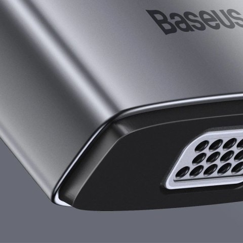 Baseus Metal Gleam 11w1 wielofunkcyjny HUB USB Typ C - 3x USB 3.2 Gen 1 5Gbps / USB Typ C PD 100W / 3,5 mm mini jack AUX / VGA F Baseus