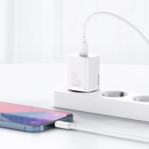 Baseus Super Si 1C szybka ładowarka USB Typ C 30W Power Delivery Quick Charge biały (CCSUP-J02) Baseus