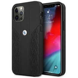 Etui BMW Leather Curve Perforate na iPhone 12 Pro Max - czarne BMW