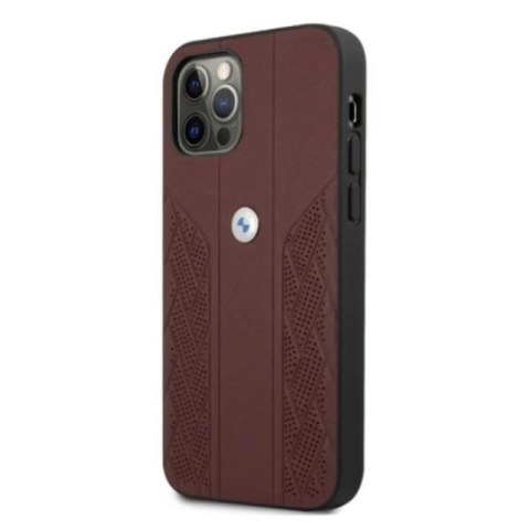 Etui BMW Leather Curve Perforate na iPhone 12 Pro Max - czerwone BMW