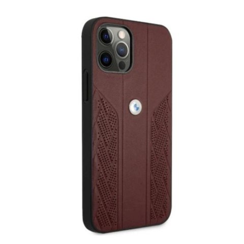 Etui BMW Leather Curve Perforate na iPhone 12 Pro Max - czerwone BMW
