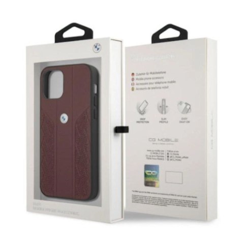Etui BMW Leather Curve Perforate na iPhone 12 / iPhone 12 Pro - czerwone BMW