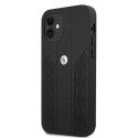 Etui BMW Leather Curve Perforate na iPhone 12 mini - czarne BMW