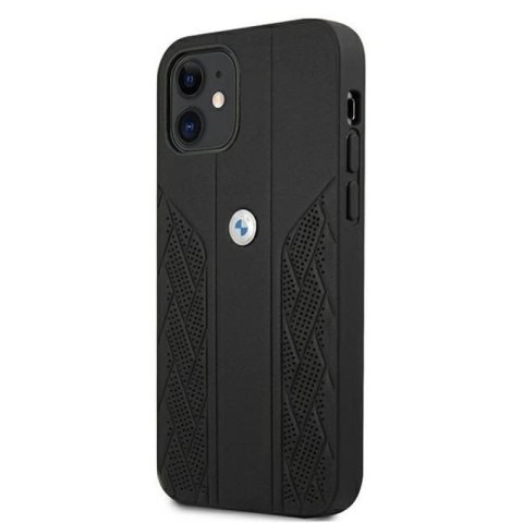 Etui BMW Leather Curve Perforate na iPhone 12 mini - czarne BMW