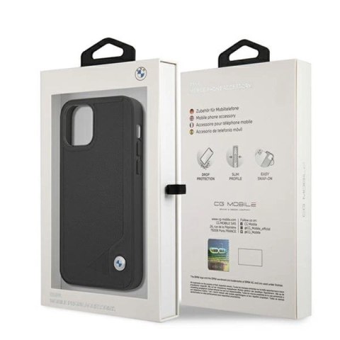 Etui BMW Leather Deboss na iPhone 12 mini - czarne BMW