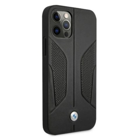 Etui BMW Leather Perforate Sides na iPhone 12 Pro Max - czarne BMW