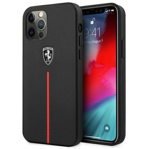 Etui Ferrari Off Track Leather Nylon Stripe na iPhone 12 Pro Max - czarne Ferrari