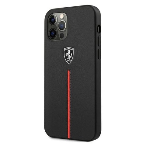 Etui Ferrari Off Track Leather Nylon Stripe na iPhone 12 Pro Max - czarne Ferrari