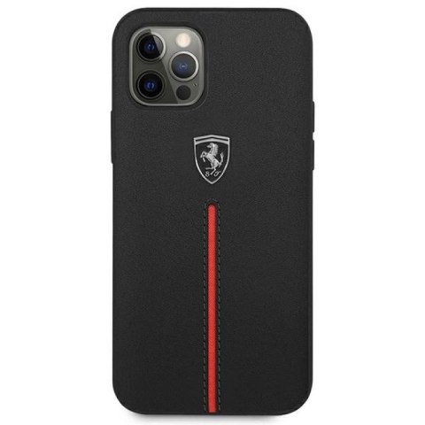 Etui Ferrari Off Track Leather Nylon Stripe na iPhone 12 Pro Max - czarne Ferrari
