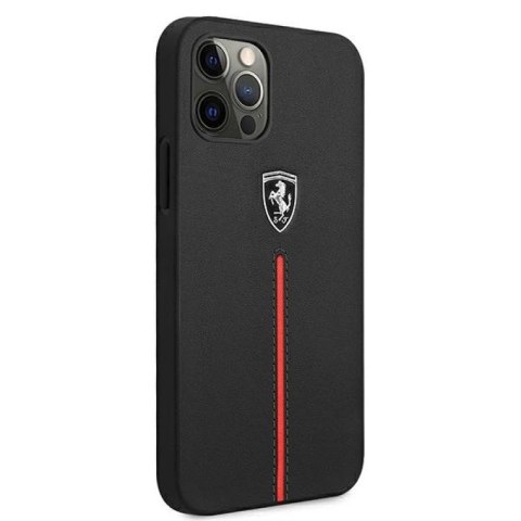Etui Ferrari Off Track Leather Nylon Stripe na iPhone 12 Pro Max - czarne Ferrari