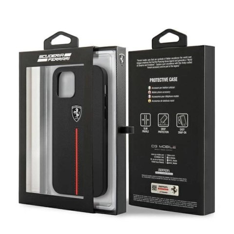 Etui Ferrari Off Track Leather Nylon Stripe na iPhone 12 Pro Max - czarne Ferrari