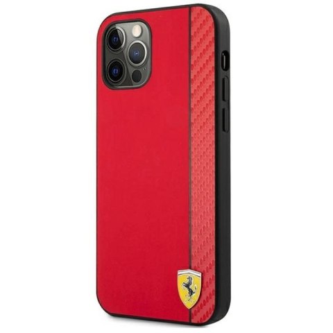 Etui Ferrari On Track Carbon Stripe na iPhone 12 Pro Max - czerwone Ferrari