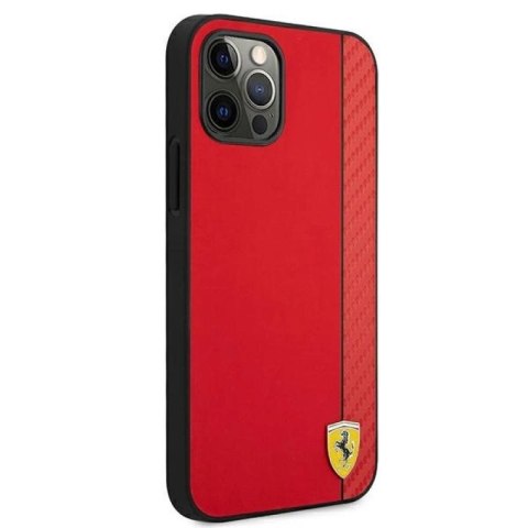 Etui Ferrari On Track Carbon Stripe na iPhone 12 Pro Max - czerwone Ferrari