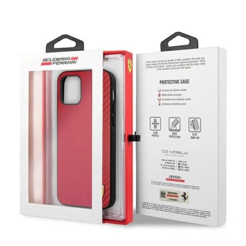 Etui Ferrari On Track Carbon Stripe na iPhone 12 Pro Max - czerwone Ferrari