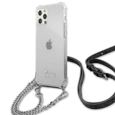 Etui Guess 4G Silver Chain na iPhone 12 Pro Max - przezroczyste Guess