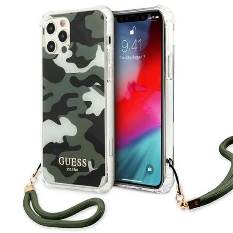 Etui Guess Camo Collection na iPhone 12 / iPhone 12 Pro - zielone Guess