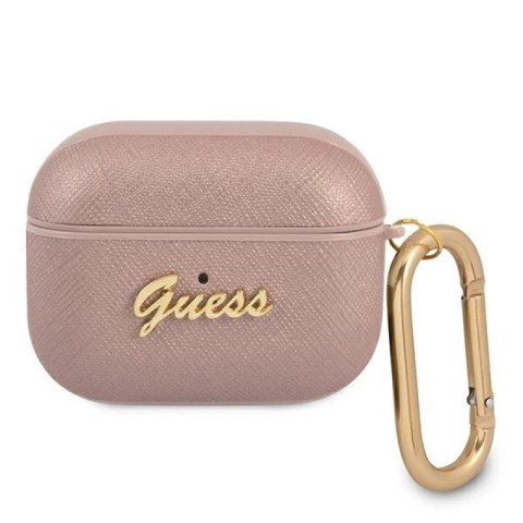 Etui Guess Saffiano Script Metal Collection na AirPods Pro - różowe Guess
