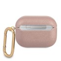Etui Guess Saffiano Script Metal Collection na AirPods Pro - różowe Guess