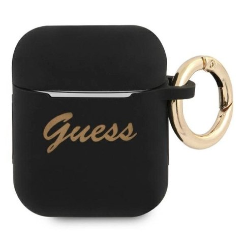 Etui Guess Silicone Vintage Script na AirPods 1/2 - czarne Guess