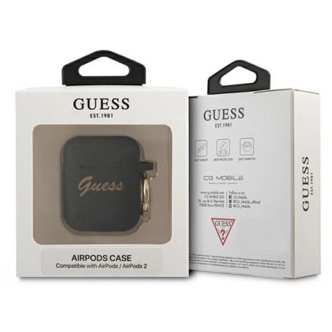 Etui Guess Silicone Vintage Script na AirPods 1/2 - czarne Guess